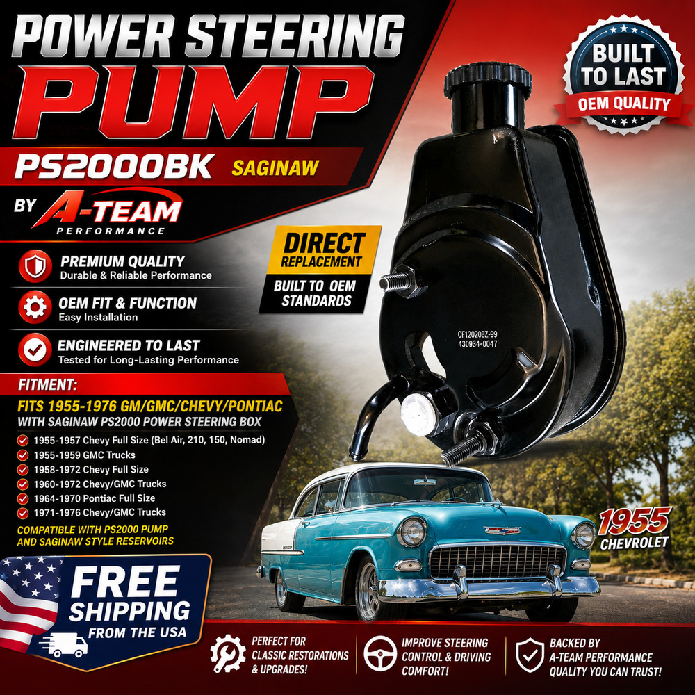 Power Steering Pump for 1955-1976 GM/GMC/Chevy/Pontiac PS2000BK Saginaw A-Team